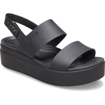 Crocs Brooklyn Nizke Wedge Cierne - Damske Sandále